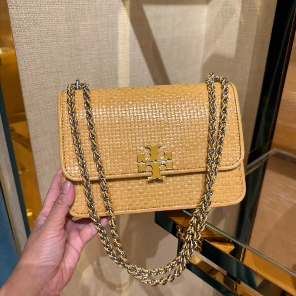 NEW‼️Tory Burch Britten Woven Small Shoulder Bag 180210 $670 Dark Sun